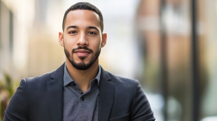 Professional man posing outdoors.
