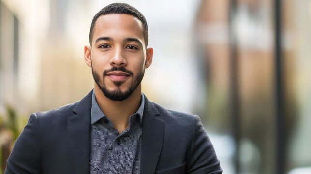 Professional man posing outdoors.