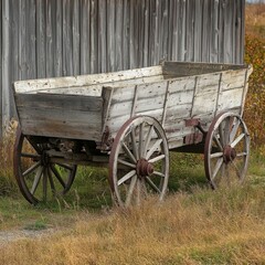 Obraz premium Old wooden farm wagon