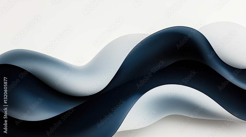 Poster ink illustration abstract background idea. an abstract wave pattern combining shades of blue and whi