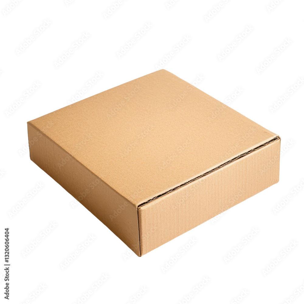 Poster a simple square cardboard box shown against a the box has a lid this is a png with a transparent bac