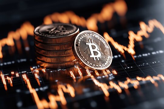 Financial graphs with fluctuating lines and colorful indicators highlight market dynamics and investment strategies in cryptocurrency trading