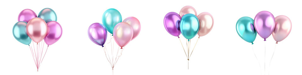 Vibrant and Colorful Balloons Floating in the Air Against a Clean White Background Creating a Festive and Celebratory Atmosphere Perfect for a Party Event or Holiday