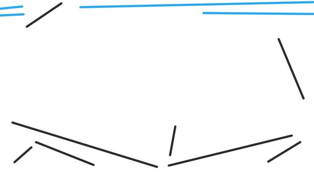 At the top there are long blue lines, and dark straight sticks appear at the edges of the image.