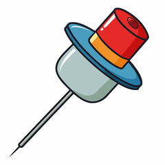 hypodermic needle wearing a cap