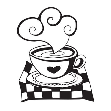 recommend clip art: Doodle ink vector cup of hot tea with steam