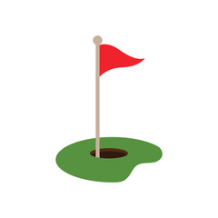 golf hole flag icon flat design
