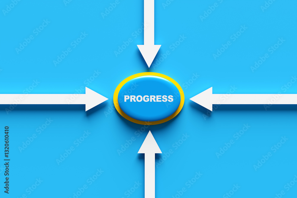 Poster progress button showing moving forward with arrows