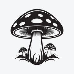  silhouette of black mushroom icon on white background