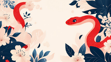 Naklejka premium Chinese greeting card with snake background