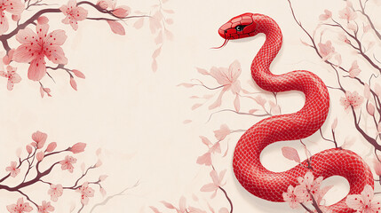 Fototapeta premium Chinese greeting card with snake background