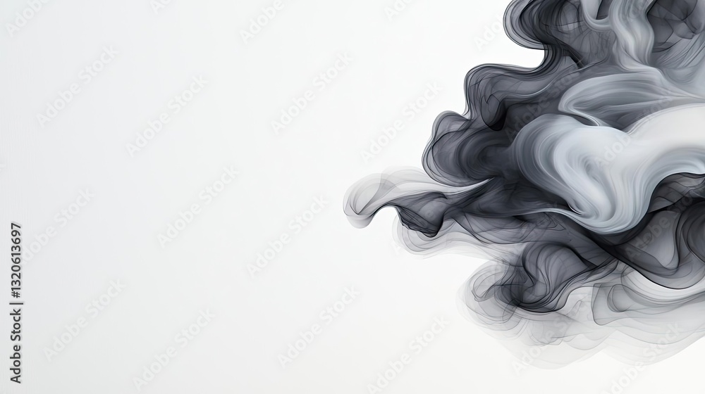 Poster ink illustration abstract background idea. abstract black and white ink swirl on a clean background 