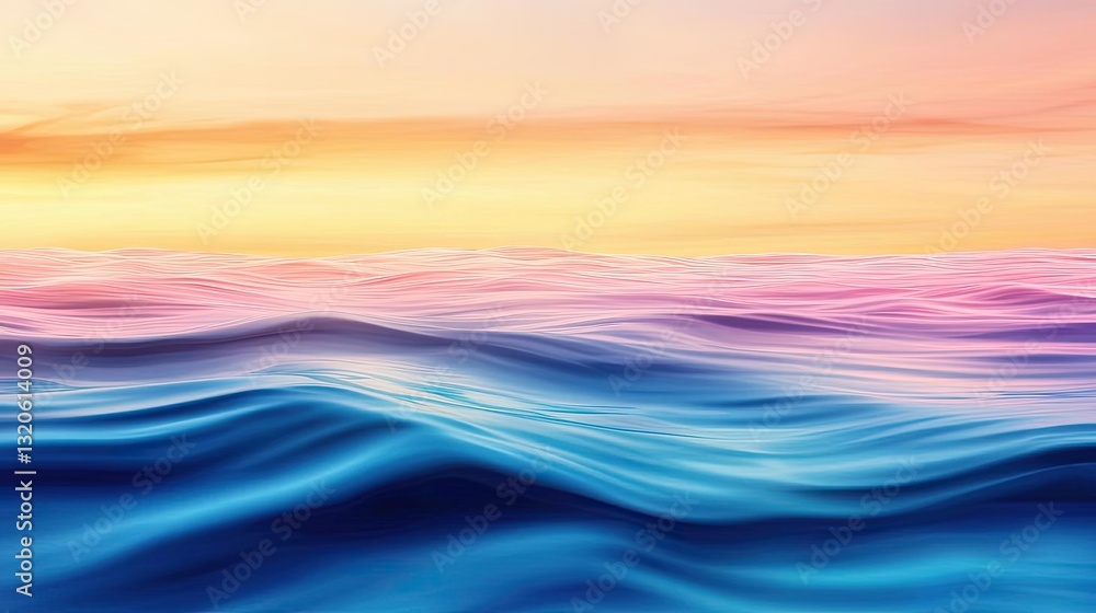 Poster seascape abstract background concept. serene ocean waves create a calming scene at sunset with vibra