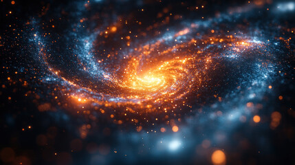 Futuristic cosmic science abstract with celestial geometry, quantum entanglement illustrations, and deep-space stardust energy patterns