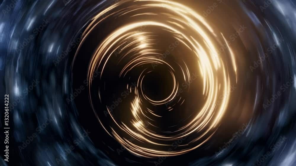 Poster dynamic golden spiral vortex swirling in dark abstract space