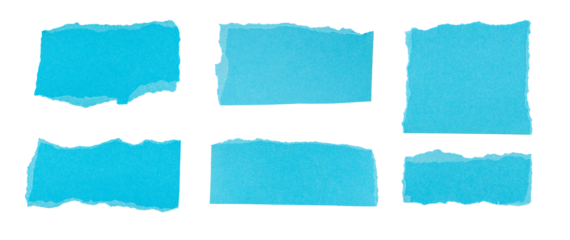 Set of Blue Torn paper in a rectangle shape, ripped blue paper sheet, paper scrap with torn edges, sign, label, blank note banner paper element, grunge textured graphic element