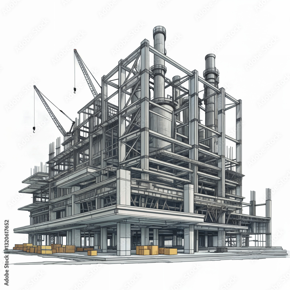 Poster conceptual drawing sketch of construction site . generative ai