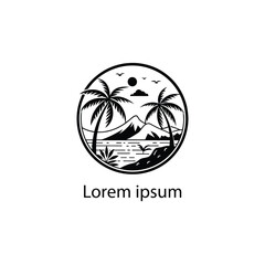Minimalist Tropical Beach Scene
A clean, black and white vector illustration of a tropical beach