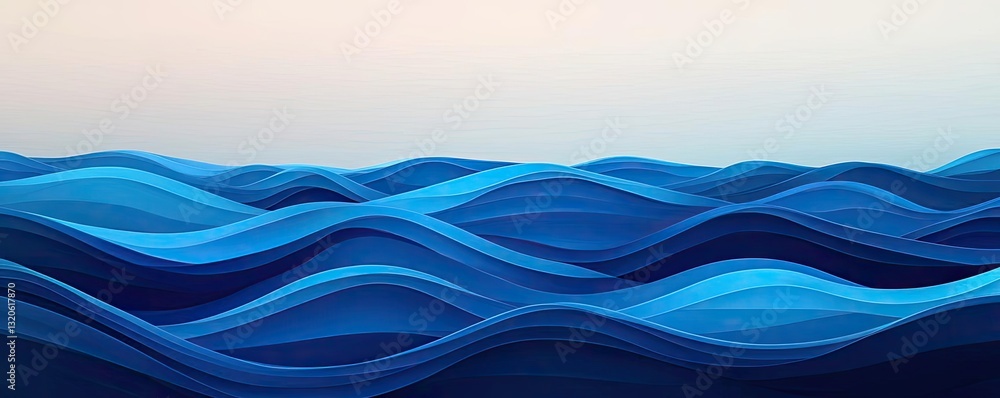 Poster seascape abstract background concept. abstract waves in blue tones creating a serene oceanic atmosph