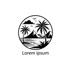 Minimalist Tropical Beach Scene
A clean, black and white vector illustration of a tropical beach