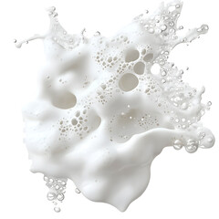 Beautifully detailed close up of a fresh lightweight whipped skincare foam product with a soft airy texture and gentle bubbles isolated on a clean transparent background