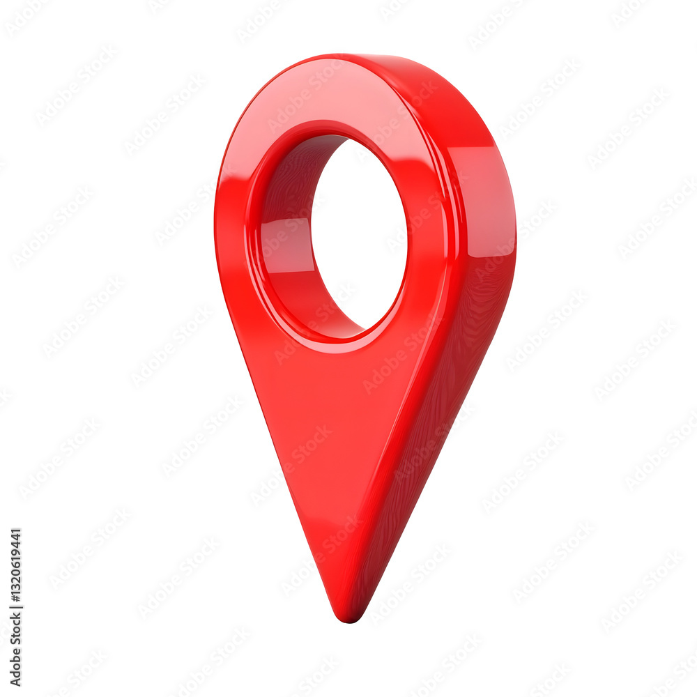 Aufkleber Detailed and Red 3D Navigation Marker with Smooth Polished Surface Soft Lighting and Transparent Background  Ideal for Branding UIUX Web and Graphic Design Projects