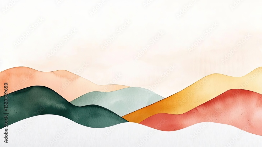 Aufkleber ink illustration abstract background idea. beautiful abstract landscape design with colorful flowing