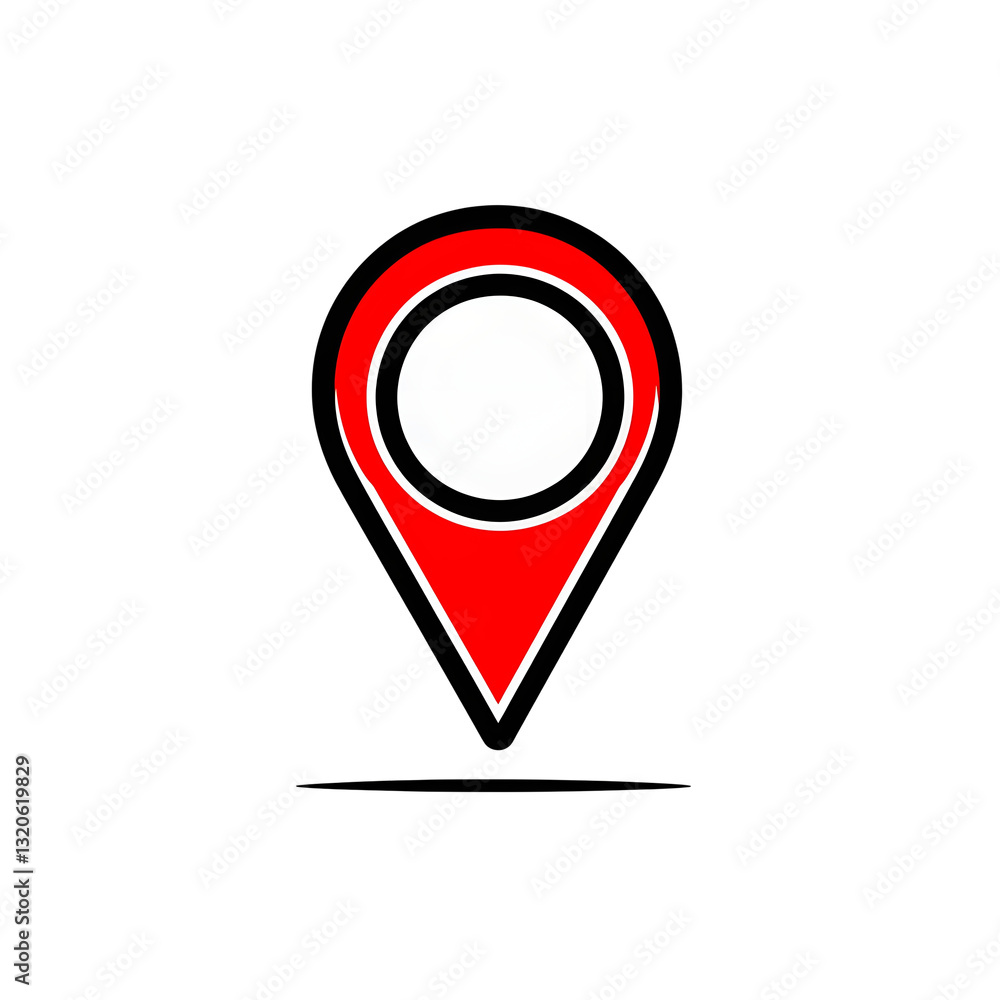 Fototapete Minimalist red location pin icon with a circular outline designed in a clean linear style isolated on a transparent background with sharp and rendering