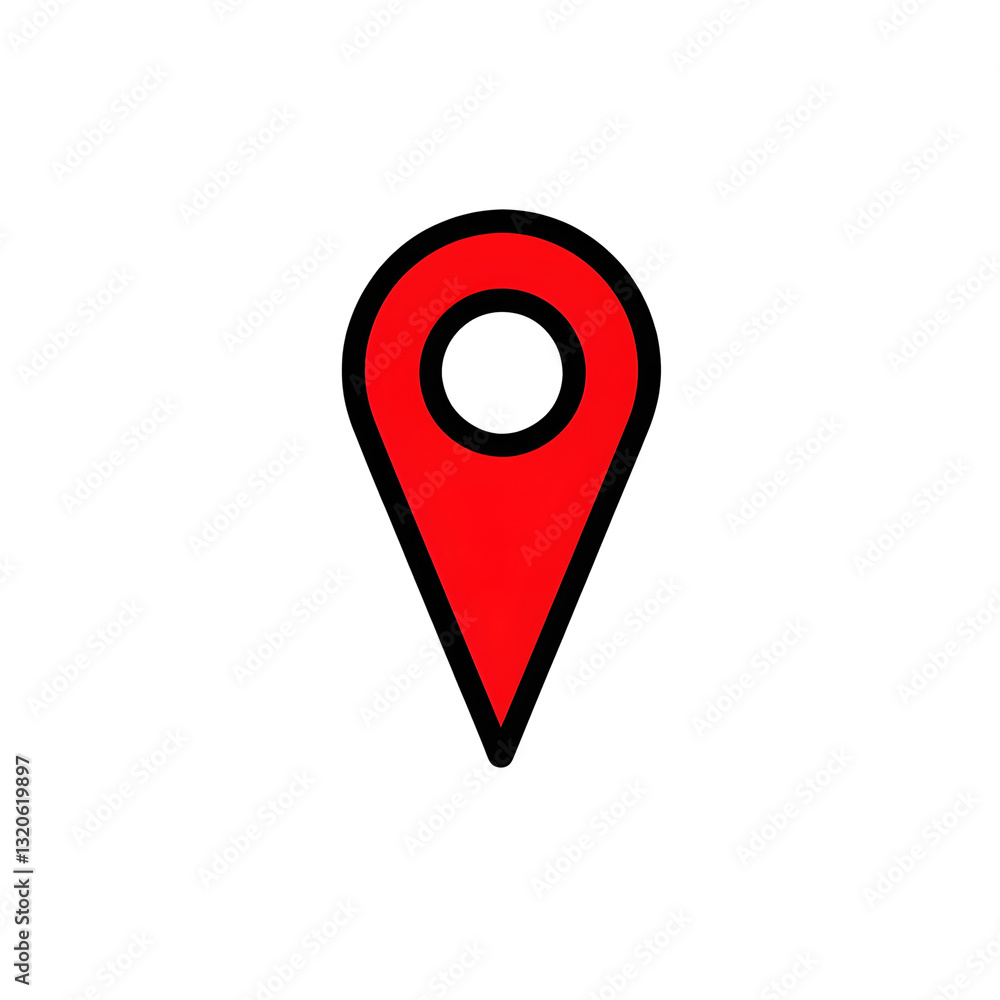 Fototapete Professionally designed minimalist red location marker icon featuring a thin line outline and a circular base  a sleek and modern digital symbol ideal for use in mapping  navigation  user interface