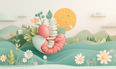 Digital abstract nature scene creative artwork for a calm atmosphere