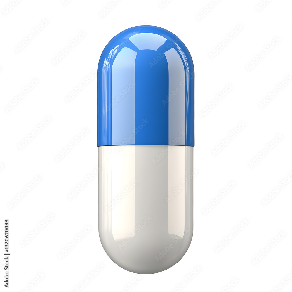 Fototapete a detailed and modern looking pill in a sleek blue and white color scheme featuring a smooth and ref