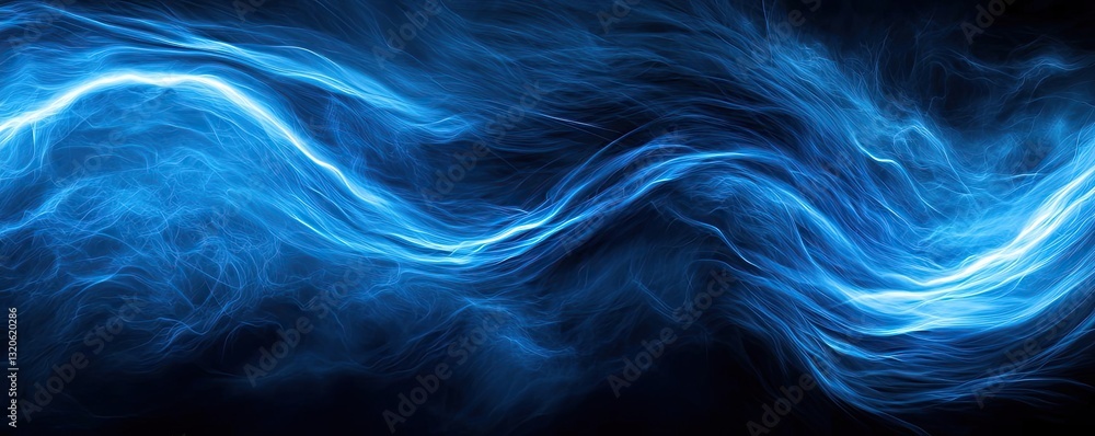 Poster seascape abstract background concept. captivating blue light waves flowing through a dark background