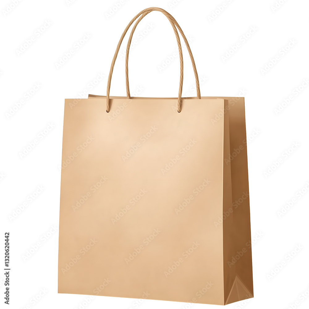 Poster eco friendly brown paper tote bag with a strong paper fibers and well defined handle loops presented