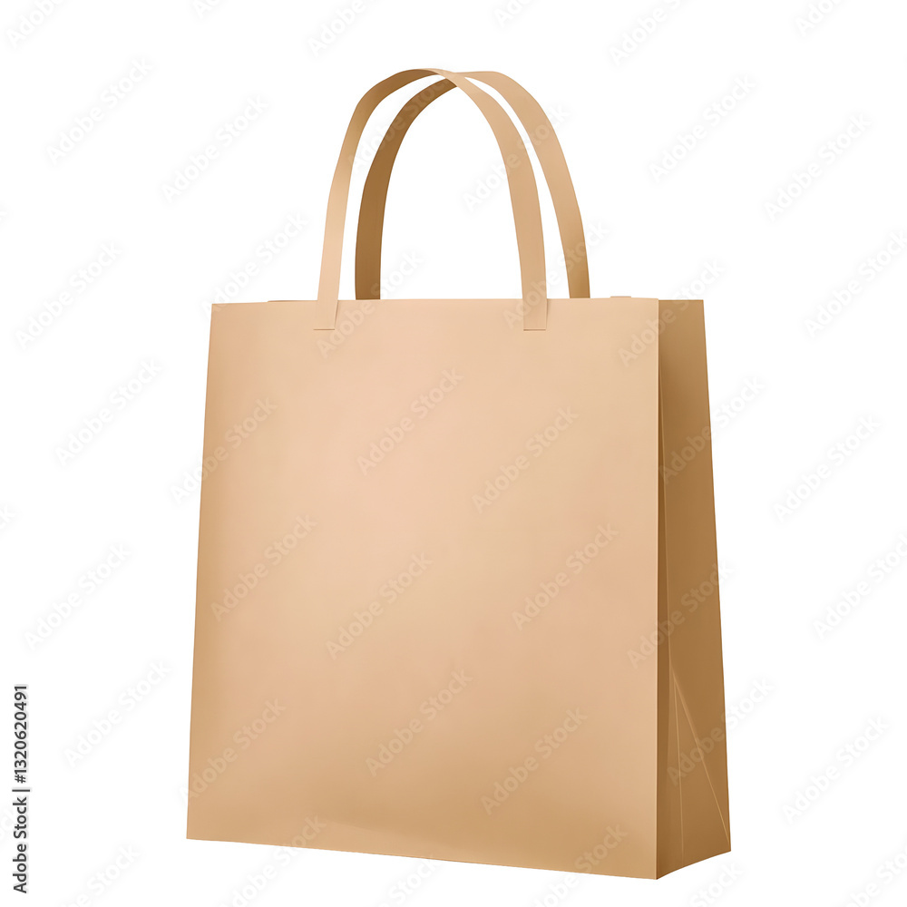 Poster a modern eco friendly brown paper tote bag with a strong paper fibers and well defined handle loops 