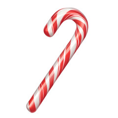 3D rendering of a traditional peppermint candy cane with bright red and white swirling stripes a smooth reflective surface and a festive holiday appeal perfectly isolated on a transparent background