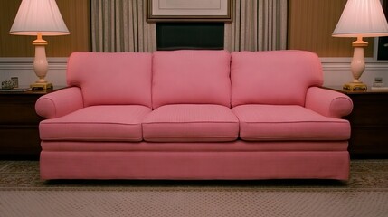 Pink sofa in classic living room