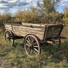 Fototapeta premium Old wooden farm wagon