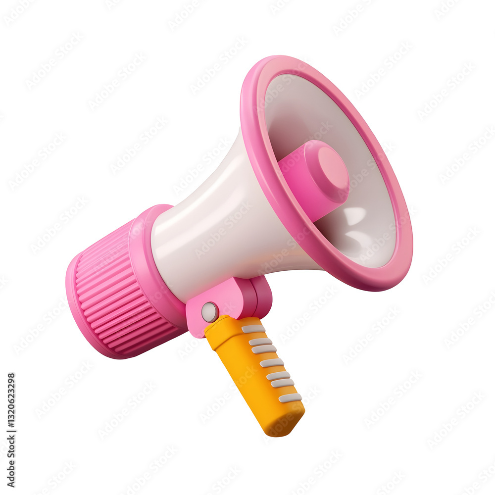 Aufkleber Minimalistic and modern 3D megaphone icon with a polished smooth curved surface and professional lighting effects floating on a clean transparent background