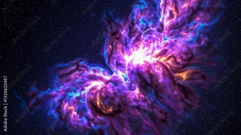 Aufkleber dynamic cosmic explosion of colorful nebulae in deep space
