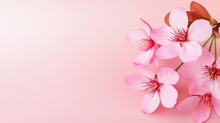 Floral illustration abstract background idea. Beautiful pink cherry blossoms on a soft pastel background, symbolizing spring and renewal.