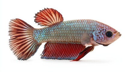 Fototapeta premium Stunning siamese betta fish with vibrant colors and exquisite double tail displaying graceful movements in water