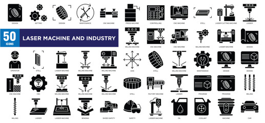 Laser Machine And Industry Glyph Icon Set © okta