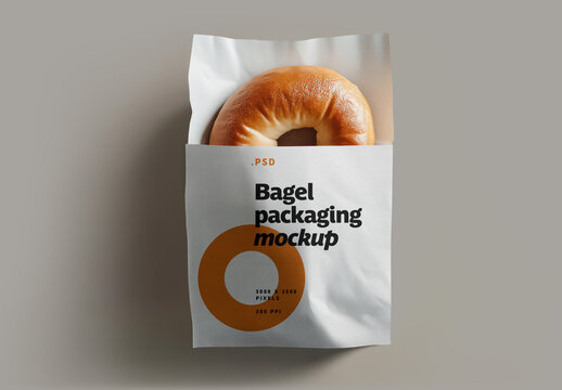 Bagel Bread Bag Packaging Mockup for Design and Branding Projects