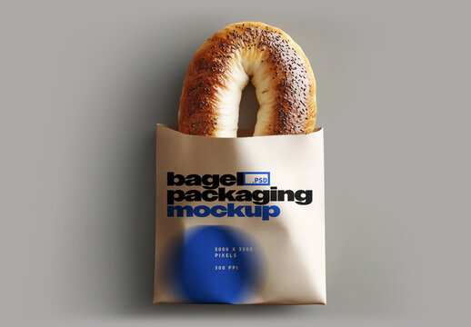 Bagel Bread Bag Packaging Mockup for Design and Branding Projects