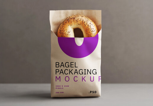 Bagel Bread Bag Packaging Mockup for Design and Branding Projects