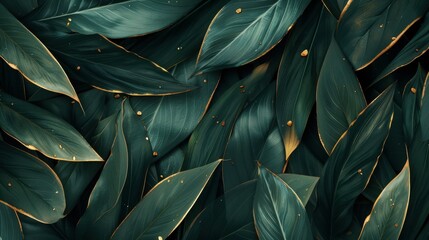 Fototapeta premium Minimalist Tropical Leaves with Gold Accents 