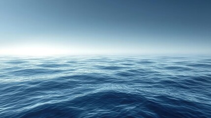 Fototapeta premium Waterscape abstract background concept. A serene view of calm ocean waters under a clear blue sky at dawn.