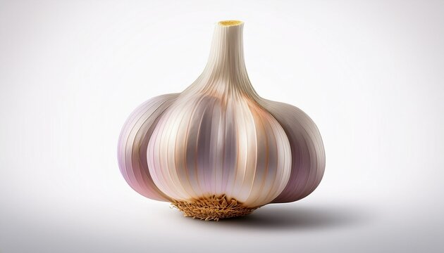a vibrant garlic bulb isolated on a white background perfect for culinary and food related designs