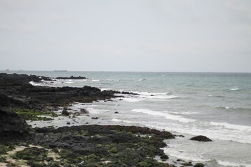 바다 지평선 석양