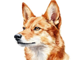 Fototapeta premium Striking close-up of a dog's face highlighting its unique features and expressions isolated on a bright white background